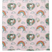 Snoopy & Woodstock Regenboog Hart Patroon Douchegordijn (Voorkant)
