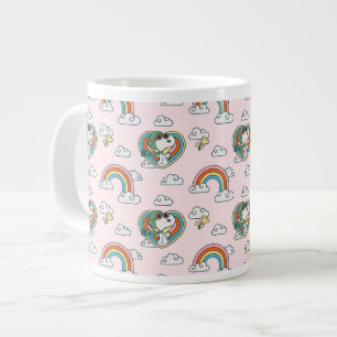 Snoopy & Woodstock Regenboog Hart Patroon Grote Koffiekop