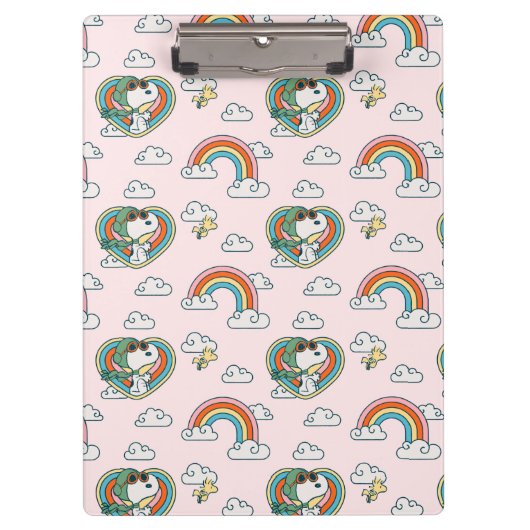 Snoopy & Woodstock Regenboog Hart Patroon Klembord (Voorkant)