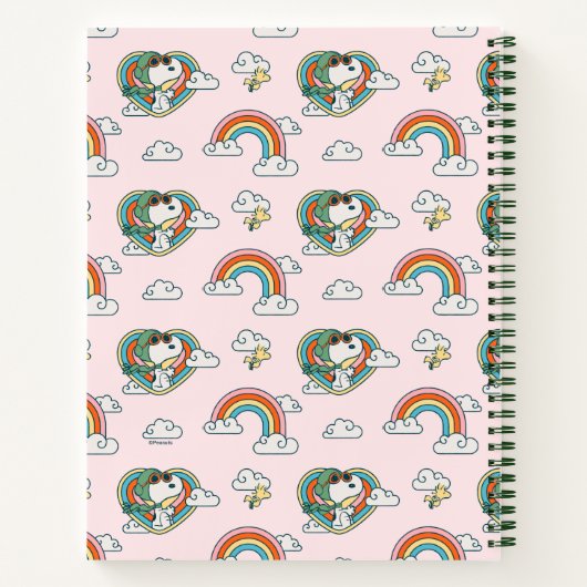 Snoopy & Woodstock Regenboog Hart Patroon Notitieboek (Achterkant)