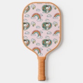 Snoopy & Woodstock Regenboog Hart Patroon Pickleball Paddle (Voorkant)