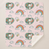 Snoopy & Woodstock Regenboog Hart Patroon Sherpa Deken (Voorkant)