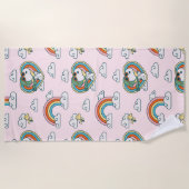 Snoopy & Woodstock Regenboog Hart Patroon Strandlaken (Voorkant)