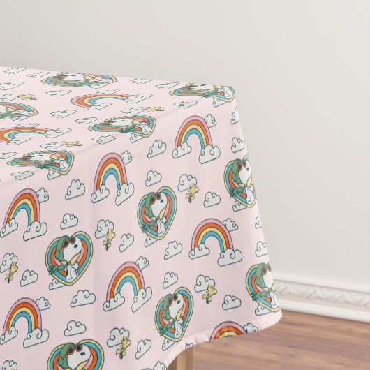 Snoopy & Woodstock Regenboog Hart Patroon Tafelkleed (Voorbeeld)