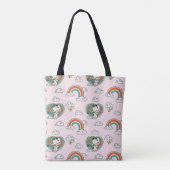 Snoopy & Woodstock Regenboog Hart Patroon Tote Bag (Achterkant)