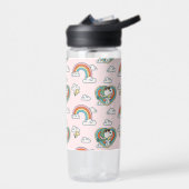 Snoopy & Woodstock Regenboog Hart Patroon Waterfles (Links)