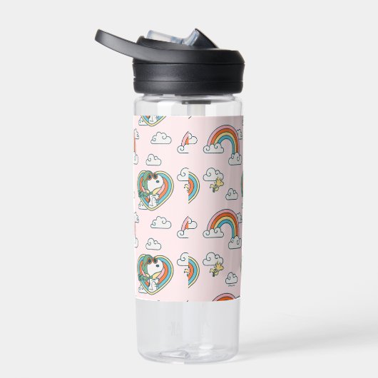 Snoopy & Woodstock Regenboog Hart Patroon Waterfles (Rechts)