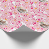 Snoopy & Woodstock Roze Hearts Patroon Cadeaupapier (Hoek)