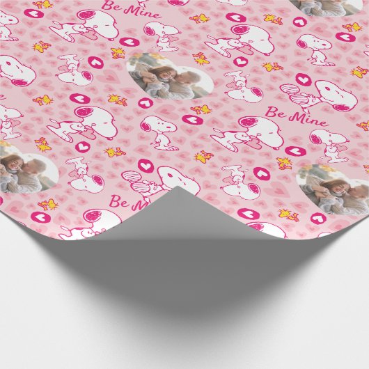 Snoopy & Woodstock Roze Hearts Patroon Cadeaupapier (Hoek)