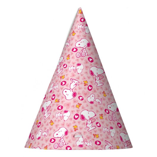 Snoopy & Woodstock Roze Hearts Patroon Feesthoedjes (Links)