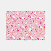 Snoopy & Woodstock Roze Hearts Patroon Fleece Deken (Voorkant (Horizontaal))