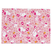Snoopy & Woodstock Roze Hearts Patroon Groot Cadeauzakje (Achterkant)