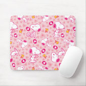 Snoopy & Woodstock Roze Hearts Patroon Muismat (Met muis)