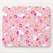 Snoopy & Woodstock Roze Hearts Patroon Muismat (Voorkant)