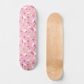 Snoopy & Woodstock Roze Hearts Patroon Persoonlijk Skateboard (Voorkant)
