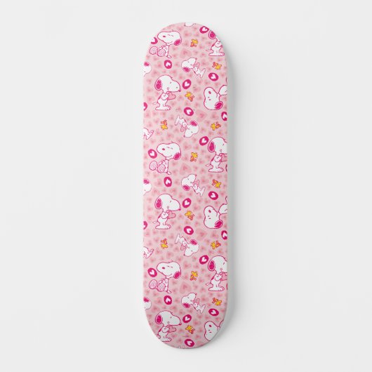 Snoopy & Woodstock Roze Hearts Patroon Persoonlijk Skateboard (Voorkant)