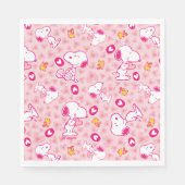 Snoopy & Woodstock Roze Hearts Patroon Servet (Voorkant)