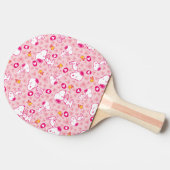 Snoopy & Woodstock Roze Hearts Patroon Tafeltennisbatje (Zijkant)