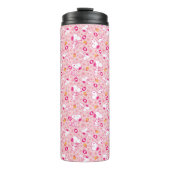 Snoopy & Woodstock Roze Hearts Patroon Thermosbeker (Voorkant)