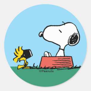 Snoopy & Woodstock Zomer Zwemmen Ronde Sticker