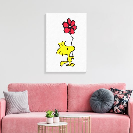 Snoopy, zo zoet bloempatroon canvas afdruk (Insitu (Woonkamer))
