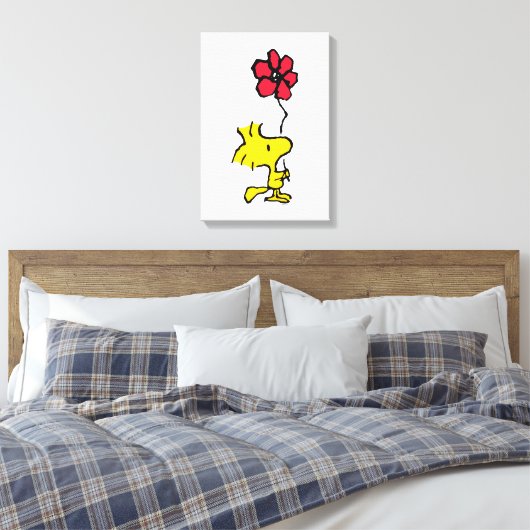 Snoopy, zo zoet bloempatroon canvas afdruk (Insitu (Slaapkamer))