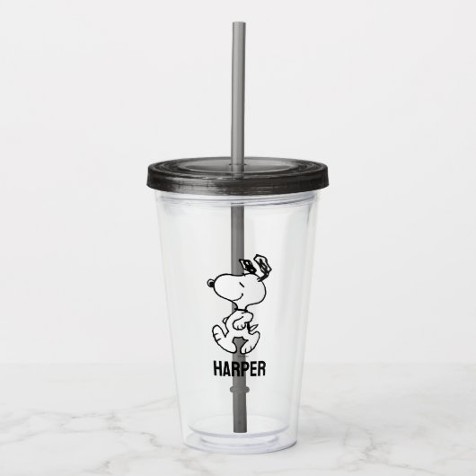 Snoopy, zo zoet bloempatroon | Jouw namen toevoege Acryl Drinkbeker (Voorkant)