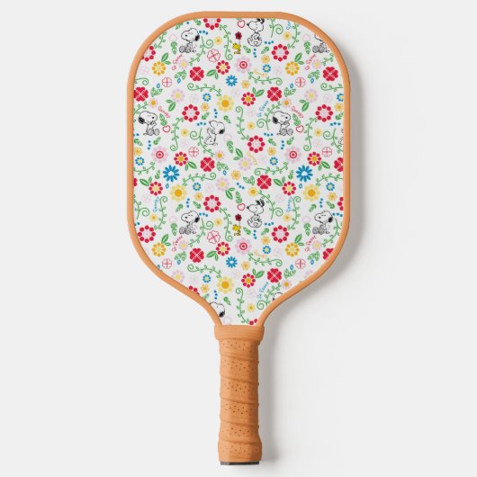 Snoopy, zo zoet bloempatroon pickleball paddle (Voorkant)