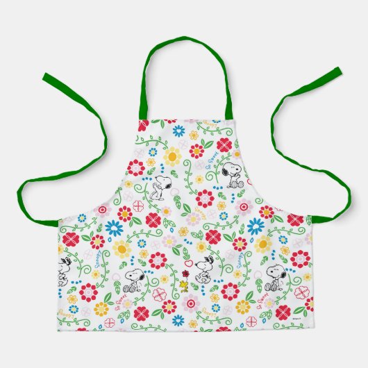 Snoopy, zo zoet bloempatroon schort (Voorkant)