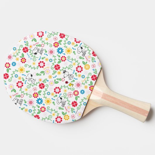 Snoopy, zo zoet bloempatroon tafeltennisbatje (Zijkant)