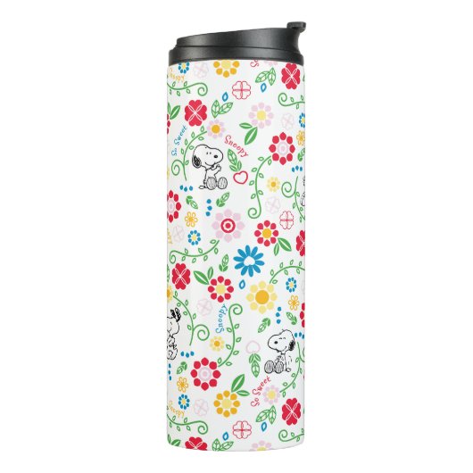 Snoopy, zo zoet bloempatroon thermosbeker (Gedraaid links)