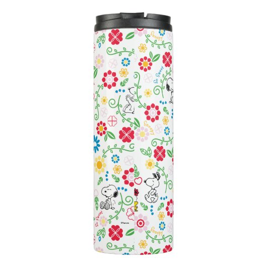 Snoopy, zo zoet bloempatroon thermosbeker (Achterkant)