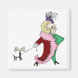 Snooty Lady met een grote boezem en hond magneet