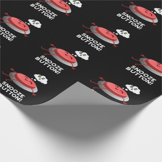 Snooze Button Funny Sleeping Pun Dark BG Cadeaupapier (Hoek)