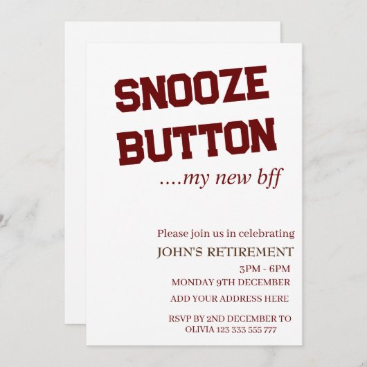Snooze Button Mijn Nieuwe BFF Custom Fun Pensioen Kaart (Voorkant / Achterkant)