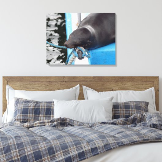 Snoozing Galapagos Zee Lion Canvas Afdruk (Insitu (Slaapkamer))