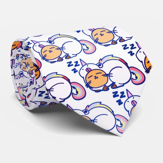 Snoozing Pride Unicorn Cats Stropdas (Opgerold)