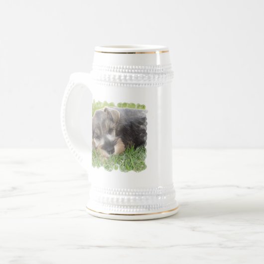Snoozing Schnauzer Beer Stein Bierpul (Voorkant links)