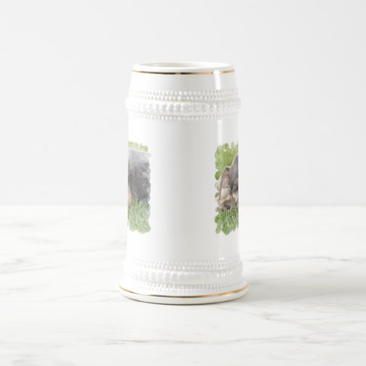 Snoozing Schnauzer Beer Stein Bierpul (Center)