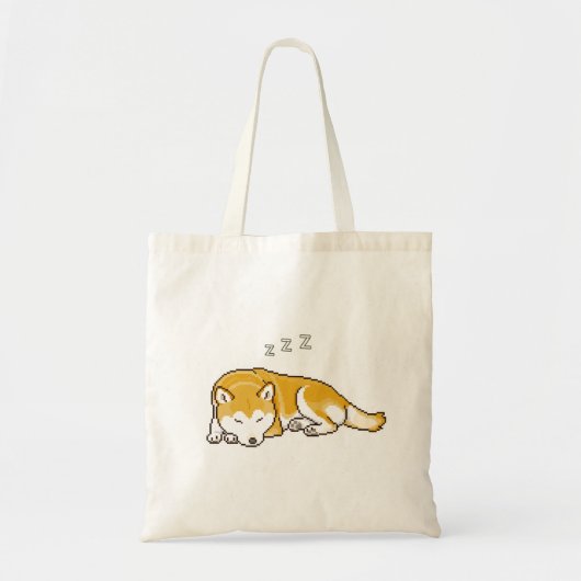 Snoozing Shiba Inu Dog Pixelart Tote Bag (Voorkant)