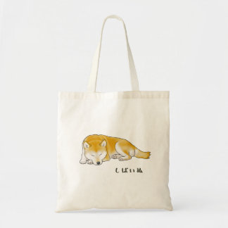 Snoozing Shiba Inu Dog Tote Bag