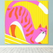 snoozing whiskers canvas afdruk (Insitu (Houten vloer))
