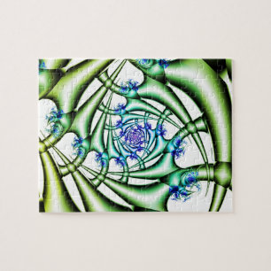 Snop   Blauwe en groene fractale kunst Legpuzzel