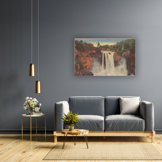 Snoqualmie Falls, WA - View of Falls & Lodge Canvas Afdruk