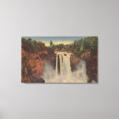 Snoqualmie Falls, WA - View of Falls & Lodge Canvas Afdruk (Voorkant)