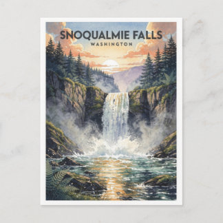 Snoqualmie Falls Washington Vintage Reis Briefkaart