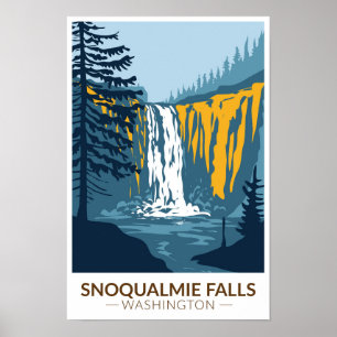 Snoqualmie Falls Washington Waterval Vintage Poster