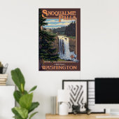 Snoqualmie Herfsten (dag) Washington reisposter Poster (Thuiskantoor)