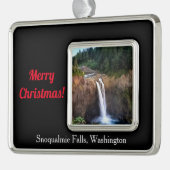 Snoqualmie Herfsten Merry Christmas Framed Ornamen Verzilverd Omlijst Ornament (Links)