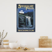 Snoqualmie Herfsten (nacht) Washington Travel Post Poster (Keuken)
